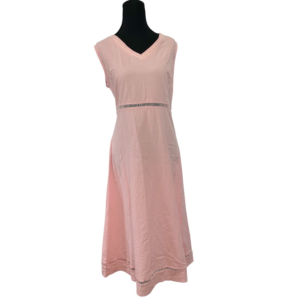 MISSlook Pink Midi Dress V Neck Sleeveless Cotton Polyester XL Cut Out Detail
